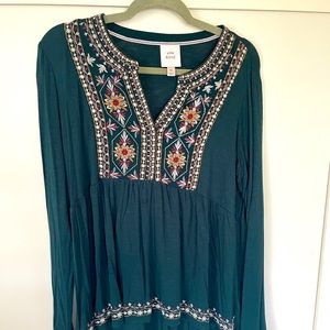 Dark Green Boho Blouse